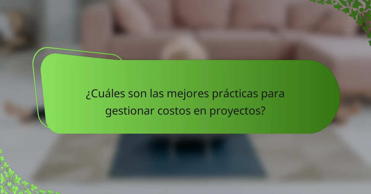 ¿Cuáles son las mejores prácticas para gestionar costos en proyectos?