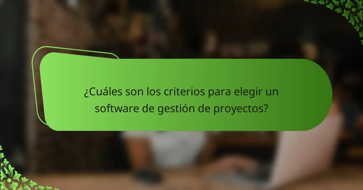 ¿Cuáles son los criterios para elegir un software de gestión de proyectos?